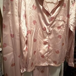 Pink Heart Satin Pajama Set